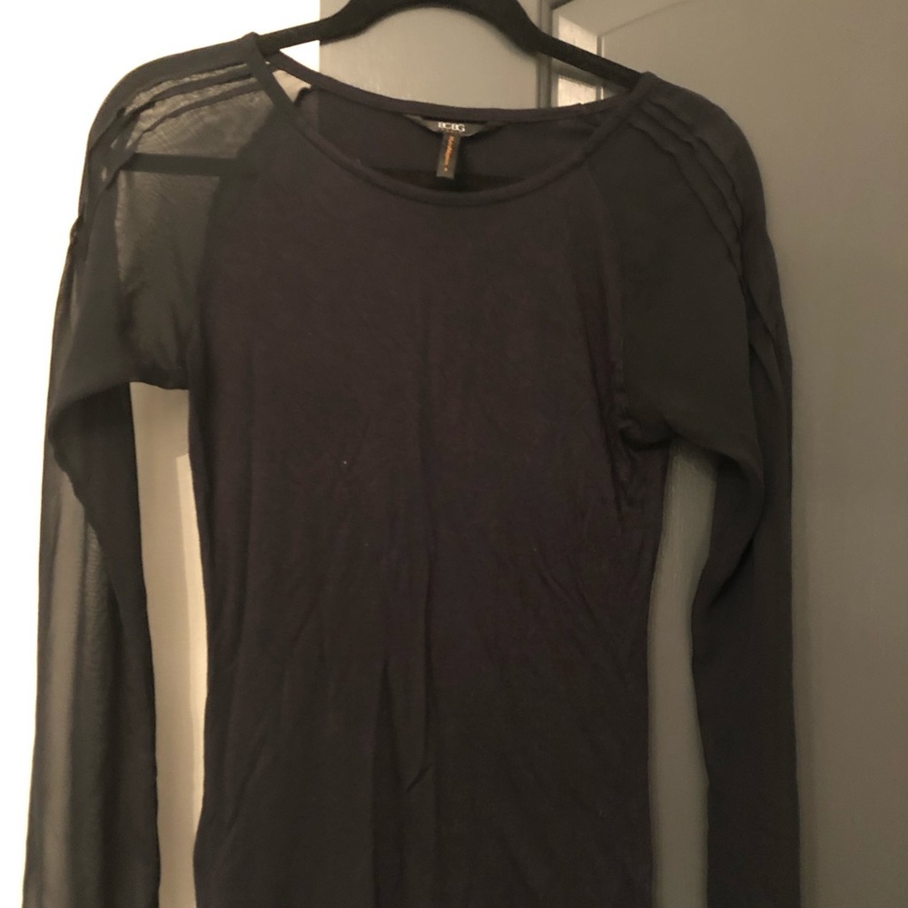 Cute black top with sheer sleeves